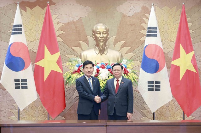 Chủ tịch Quốc hội Vương Đình Huệ hội đàm với Chủ tịch Quốc hội Hàn Quốc Kim Jin Pyo - Ảnh 7.