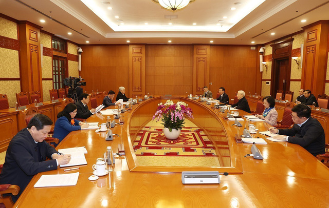 Tổng Bí thư Nguyễn Phú Trọng chủ trì cuộc họp của Ban Bí thư đánh giá công tác tổ chức Tết Quý Mão năm 2023 - Ảnh 3.