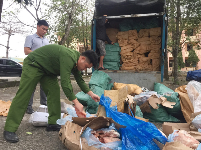 Thu giữ gần 6 tấn sản phẩm động vật bốc mùi hôi thối ở Quảng Trị - Ảnh 2.