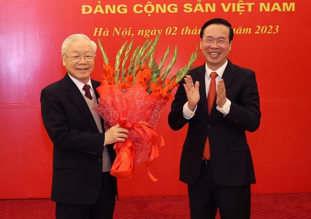 Lễ trao Huy hiệu 55 năm tuổi Đảng tặng Tổng Bí thư Nguyễn Phú Trọng - Ảnh 4.