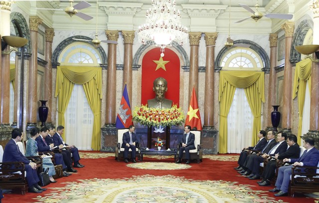 Chủ tịch nước Võ Văn Thưởng tiếp Thủ tướng Campuchia Samdech Hun Manet - Ảnh 3.