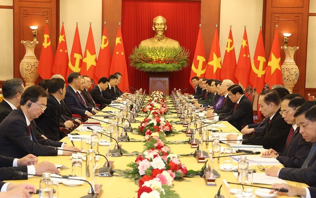 Tổng Bí thư Nguyễn Phú Trọng hội đàm với Tổng Bí thư, Chủ tịch nước Trung Quốc Tập Cận Bình - Ảnh 1.