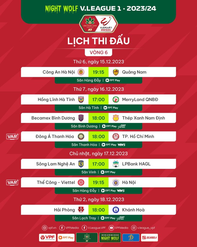 Nhận định vòng 6 Night Wolf V.League 1-2023/24: Những màn so tài đáng chờ đợi - Ảnh 1.