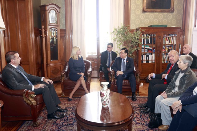 Chủ tịch Quốc hội Vương Đình Huệ hội đàm với Chủ tịch Thượng viện và Hạ viện Uruguay - Ảnh 4.