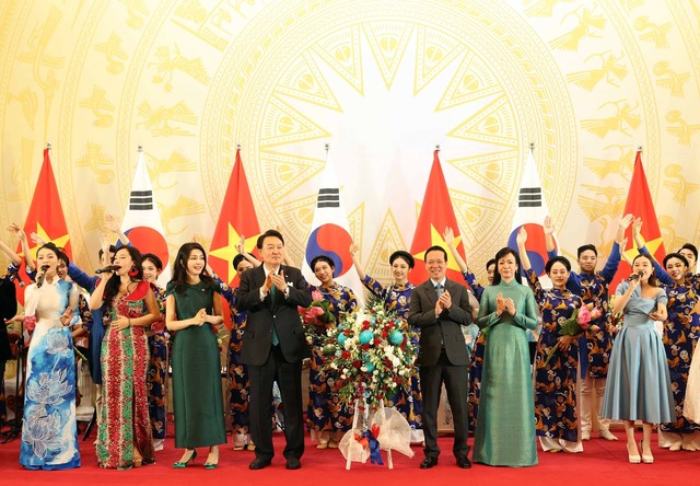 Chủ tịch nước Võ Văn Thưởng chủ trì tiệc chiêu đãi Tổng thống Hàn Quốc Yoon Suk Yeol - Ảnh 7.