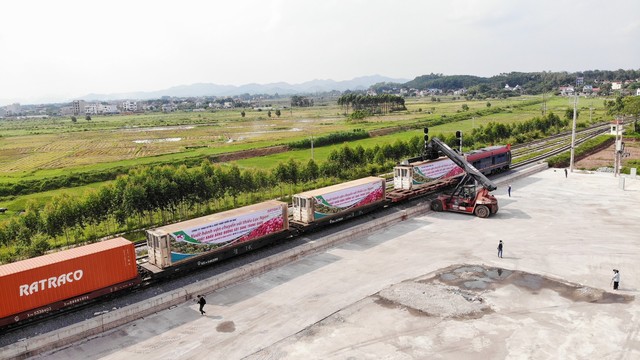 56 tấn vải thiều xuất khẩu chính ngạch bằng đường sắt - Ảnh 1.