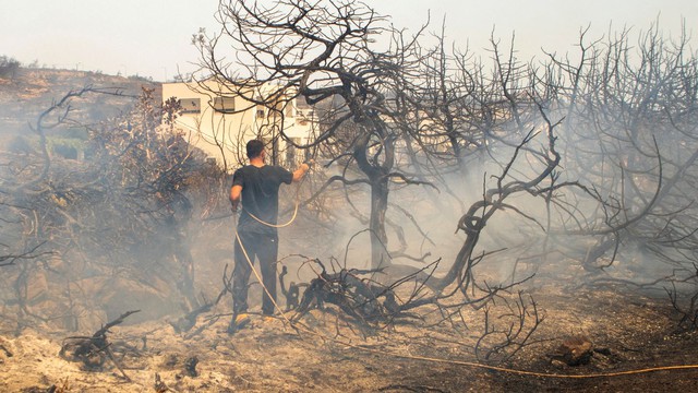 Hy Lạp: Cháy rừng trên đảo Rhodes, 2.000 người bao gồm cả khách du lịch sơ tán - Ảnh 1.