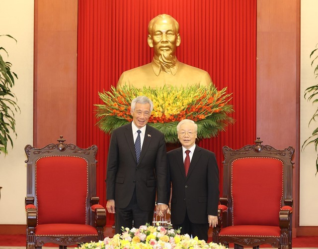 Tổng Bí thư Nguyễn Phú Trọng tiếp Thủ tướng Singapore Lý Hiển Long - Ảnh 1.