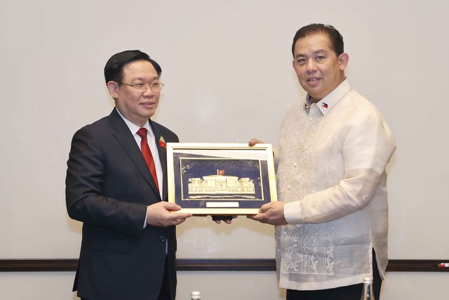 Chủ tịch Quốc hội Vương Đình Huệ gặp Chủ tịch Hạ viện Philippines - Ảnh 3.