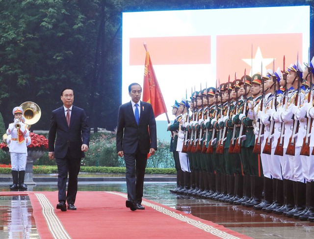 Chủ tịch nước Võ Văn Thưởng chủ trì lễ đón Tổng thống Indonesia - Ảnh 1.