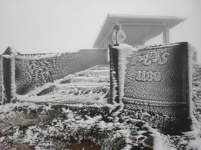 Băng tuyết phủ trên đỉnh Yên Tử khi nhiệt độ xuống 0 độ C - Ảnh 5.