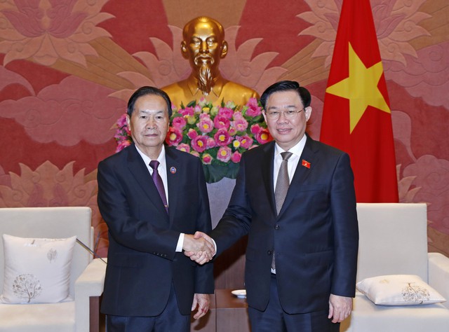 Chủ tịch Quốc hội Vương Đình Huệ tiếp Phó Chủ tịch Quốc hội Lào Chaleun Yiapaoher - Ảnh 1.