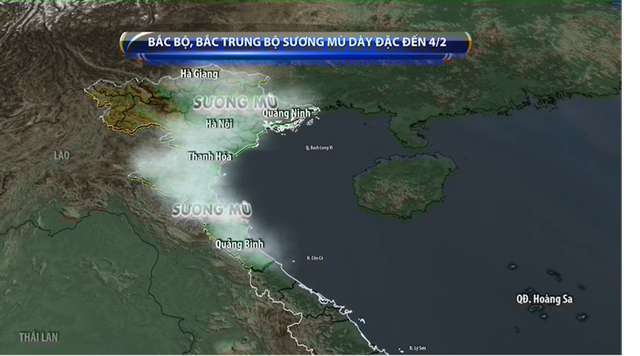 Sương mù dày đặc ở Bắc Bộ và từ Thanh Hóa đến Quảng Bình tiếp tục kéo dài đến 4/2  - Ảnh 1.