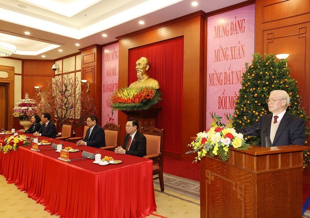 Tổng Bí thư Nguyễn Phú Trọng chúc Tết lãnh đạo, nguyên lãnh đạo Đảng, Nhà nước - Ảnh 5.