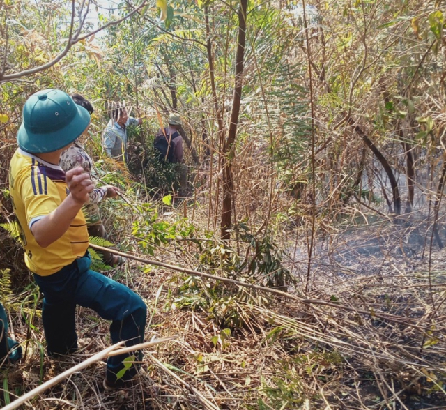 Cháy rừng tại 5 điểm ở Lai Châu do gió khô nóng thổi mạnh - Ảnh 1.