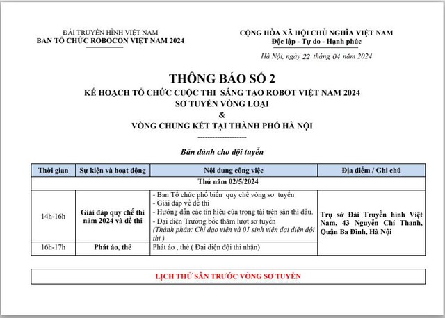 Robocon Việt Nam 2024: Lịch sơ tuyển vòng loại và chung kết tại Hà Nội - Ảnh 1.
