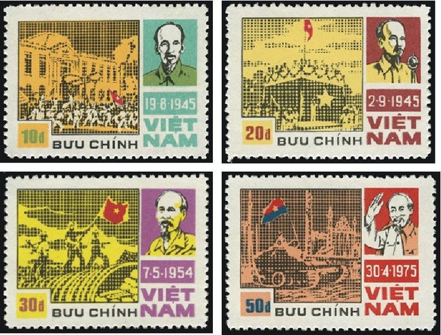 Tem bưu chính lưu dấu ngày Thống nhất - Ảnh 1.