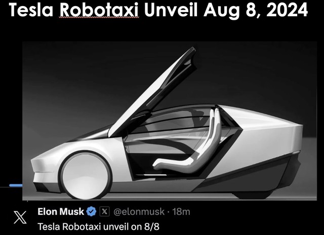 Elon Musk thông báo robotaxi ra mắt vào ngày 8/8, cổ phiếu bật tăng - Ảnh 1.
