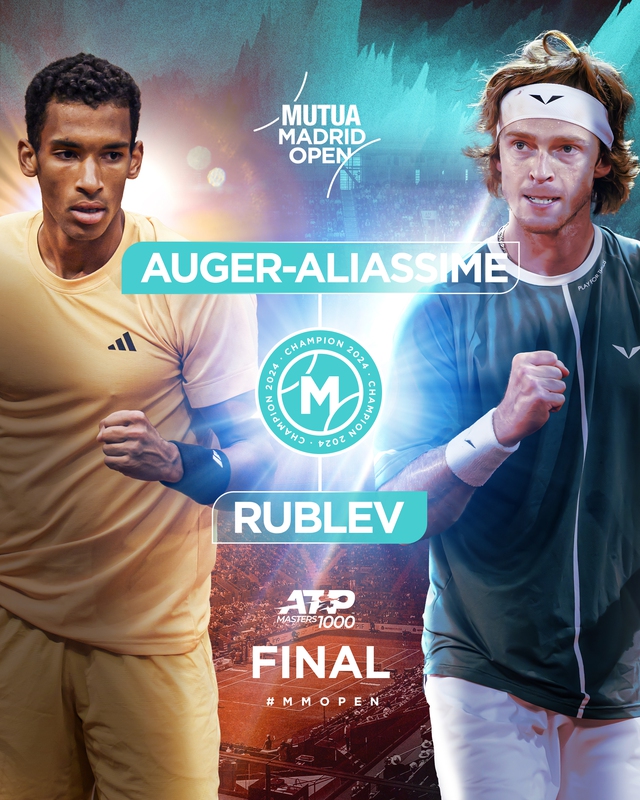 Chung kết đơn Madrid mở rộng | Andrey Rublev vs Auger Aliassime | Ai sẽ là nhà vô địch? - Ảnh 1.