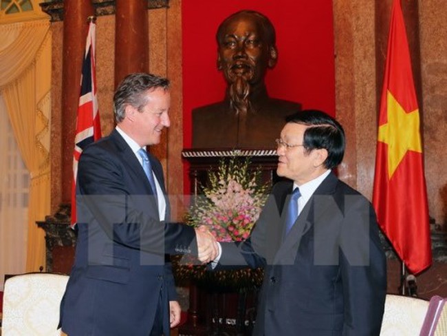 British Prime Minister David Cameron and Vietnamese State President Truong Tan Sang (Photo: TTXVN)