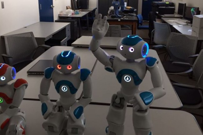 The robot on the right was able to pass a self-awareness test