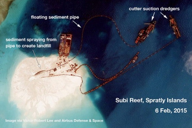 China's illegal construction on Subi reef in Vietnam's Truong Sa (Source: ​SIA)