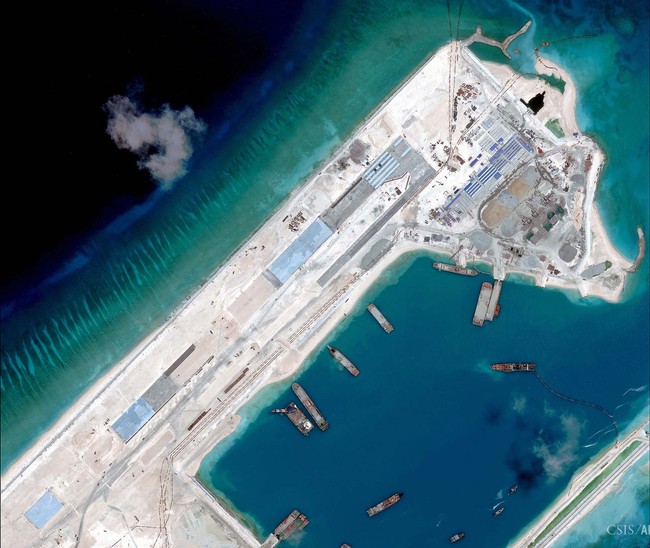 A satellite photo of Fiery Cross Reef (Photo: CSIS)