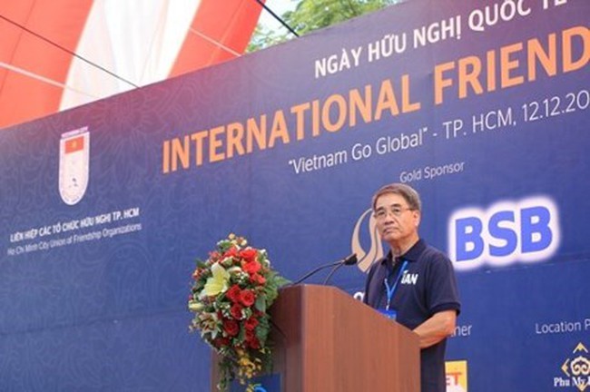 Chairman of the HCM City Union of Friendship Organisations (HUFO) Le Hung Quoc at the event (Source :baomoi)