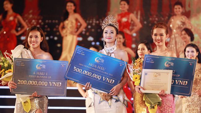 Tran Thi Thu Ngan (M) crowned Miss Vietnam Global Heritage