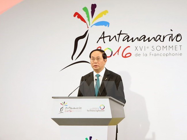 President Tran Dai Quang speaks at the opening ceremony of the 16th Francophone Summit (Source: VNA)