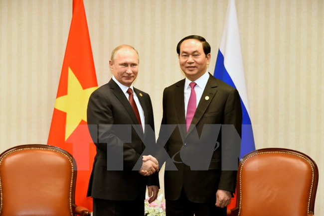 Vietnamese State President Tran Dai Quang with President Vladimir Putin of Russia