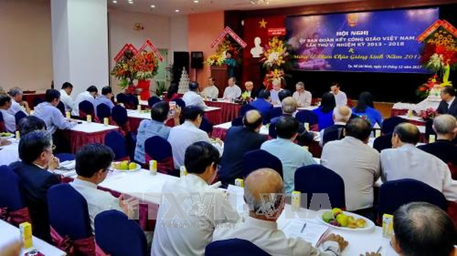 The Committee for Solidarity of Vietnamese Catholics held the fifth conference of the 2013 – 2018 tenure on December 14. (Photo: VNA)