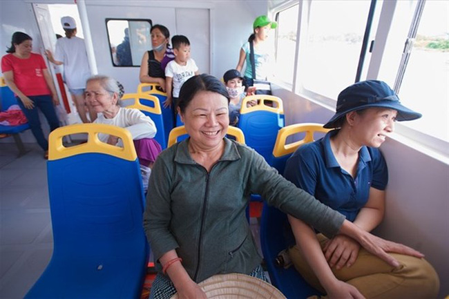 Passengers ride a river bus in HCM City (Photo: VNA)