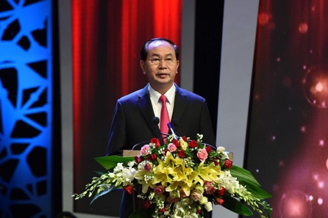 President Tran Dai Quang speaking at the ceremony.