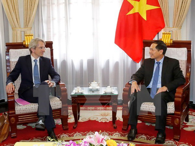 Deputy Foreign Minister Bui Thanh Son (R) and Emmanuel Lenain, Director for Asia and Oceania at the French Ministry of Foreign Affairs and International Development (Photo: VNA)