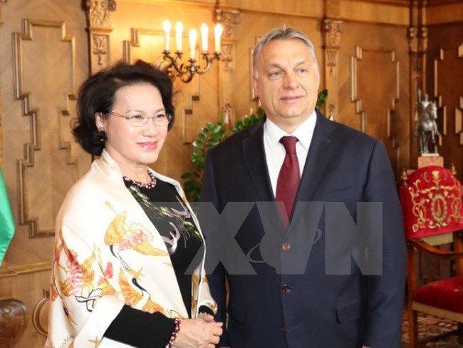 Chairwoman of the National Assembly Nguyen Thi Kim Ngan and Prime Minister of Hungary Viktor Orban