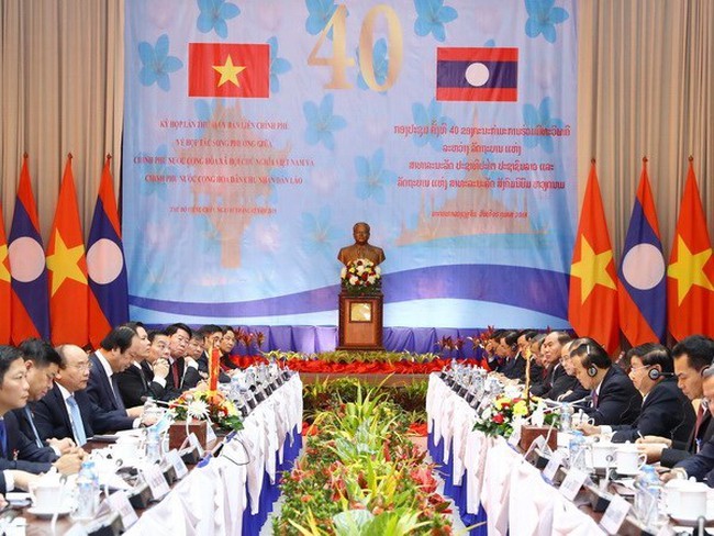 An overview of the 40th meeting of the Vietnam-Laos Inter-Governmental Committee in Vientiane on February 5 (Photo: VNA)