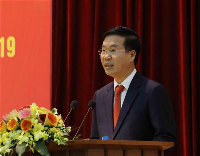 Head of the Party Central Committee’s Commission for Information and Education Vo Van Thuong speaks at the conference (Photo: VNA)