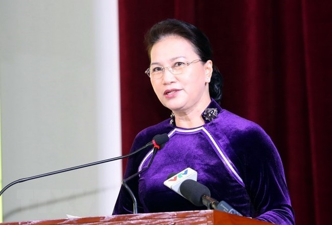 National Assembly Chairwoman Nguyen Thi Kim Ngan speaks at the ceremony. (Photo: VNA)