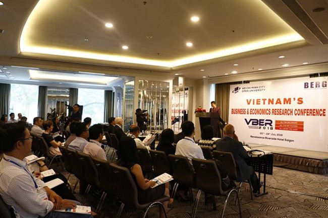 Vietnam’s Business & Economics Research Conference in HCM City discussed financial development and inequality in emerging markets (Photo courtesy of HCM City Open University)