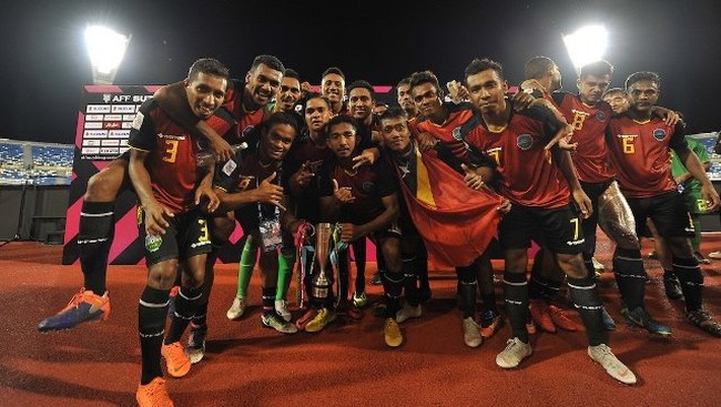 Timor Leste celebrate their place in the AFF Suzuki Cup for the first time in 14 years. (Photo: affsuzukicup.com)