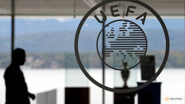 A logo is pictured on UEFA headquarters in Nyon, Switzerland, April 15, 2016. (Reuters)