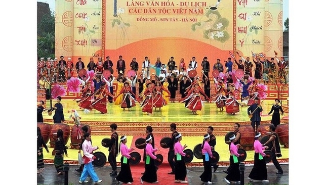 Performances during a cultural and art programme at the Vietnamese Ethnic Groups Culture-Tourism Village in Son Tay Town, Hanoi.