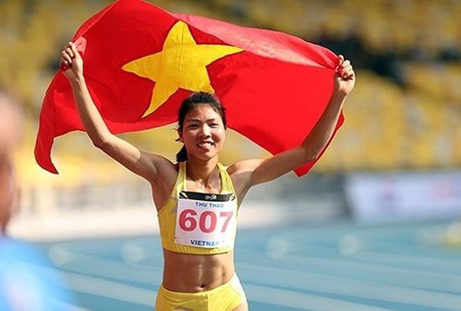 Dang Thi Thu Thao may not have a chance to defend her long jump title at the 30th SEA Games, as the event has been removed from the list of sports (Photo: baomoi.com)
