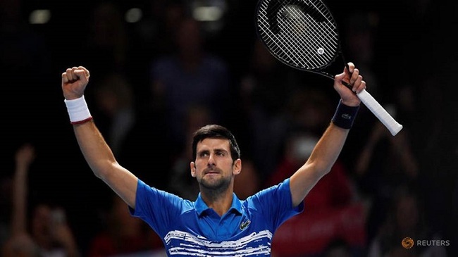 Tennis - ATP Finals - The O2, London, Britain - November 10, 2019 Serbia's Novak Djokovic celebrates after winning his group stage match against Italy's Matteo Berrettini. (Reuters)