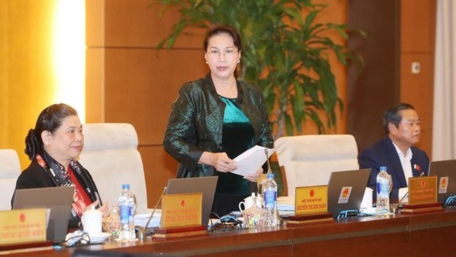 NA Chairwoman Nguyen Thi Kim Ngan speaks at the session. (Photo: VNA)