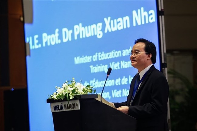 Minister of Education and Training Phung Xuan Nha addresses the UNESCO Forum on Education for Sustainable Development and Global Citizenship Education in Hanoi on July 2 (Photo: VNA)