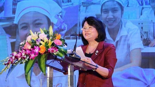 Vice President Dang Thi Ngoc Thinh speaking at the event. (Photo: thanhphohaiphong.gov.vn)