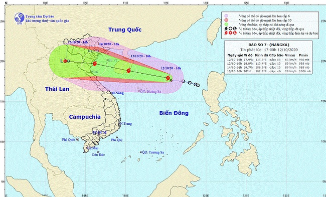 The projected path of Typhoon Nangka. (Photo: NCHMF)