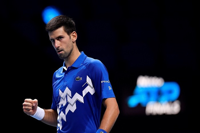 Serbia's Novak Djokovic celebrates during his group stage match against Germany's Alexander Zverev. (Reuters)